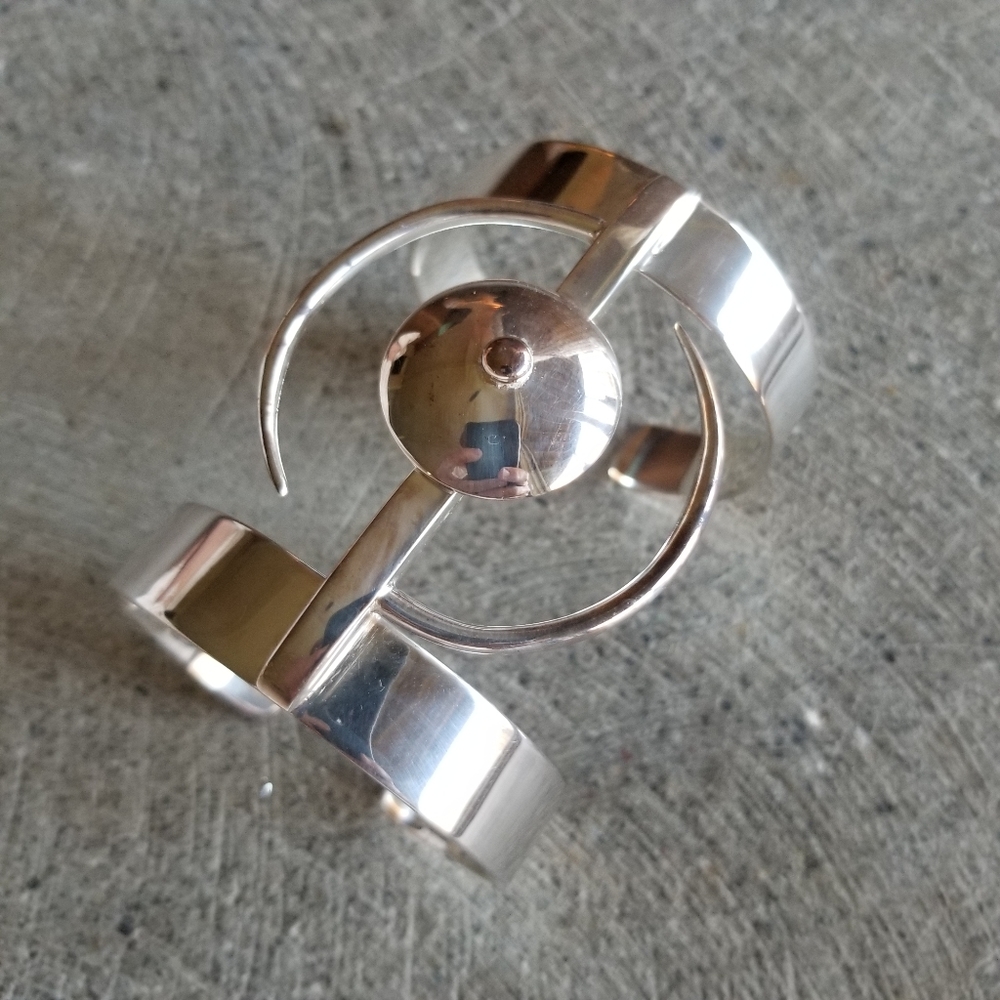 Sterling silver plated cuff bracelet ying yang - Picture 6 of 8